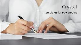  Presentation with last - Slide deck with signing last will and testament background and a light gray colored foreground