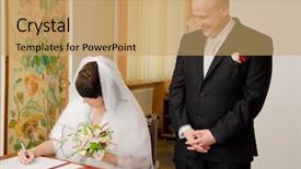  Presentation with marriage - PPT layouts with signing marriage contract background and a coral colored foreground