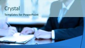  Presentation with contract - Presentation design having solution real estate - signing of contract and keys background and a sky blue colored foreground