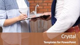  Presentation with plumber - Cool new slide deck with signing receipt for plumber service backdrop and a red colored foreground