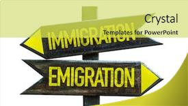  Presentation with immigration - Slide deck featuring signpost isolated on white background background and a yellow colored foreground
