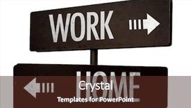  Presentation with work from hom - Presentation theme consisting of signpost isolated on white background background and a tawny brown colored foreground