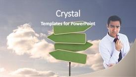  Presentation with thinking - Beautiful PPT layouts featuring signpost reading - composite image of thinking businessman backdrop and a gray colored foreground