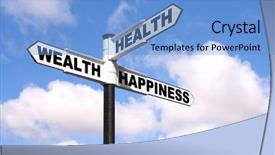  Presentation with health wealth - Theme consisting of signpost with the words health background and a light blue colored foreground
