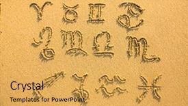  Presentation with zodiac - PPT theme consisting of signs - drawn on the facture background and a yellow colored foreground