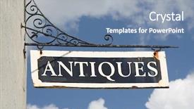  Presentation with old rusty pipe - Cool new theme with store signs - old rusty 'antiques' wall sign backdrop and a light blue colored foreground