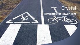  Presentation with pedestrian - Presentation theme featuring signs-of-bicycle-lane background and a gray colored foreground