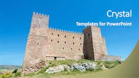  Presentation with castle - Presentation design having siguenza castle of arab origin background and a teal colored foreground