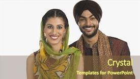  Presentation with couple nature retreat - Slides enhanced with sikh couple smiling background and a tawny brown colored foreground
