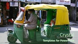  Presentation with new delhi - Amazing presentation theme having sikh-driver-waiting-for-passenger backdrop and a tawny brown colored foreground
