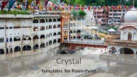  Presentation with himachal pradesh - Presentation theme consisting of sikh-gurdwara-bridge-over-parvati background and a light gray colored foreground