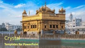  Presentation with india temple - PPT theme featuring sikh-gurdwara-golden-temple-harmandir background and a violet colored foreground