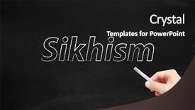 Presentation with sikhism - Presentation theme enhanced with sikhism written on a blackboard background and a black colored foreground