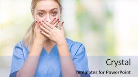  Presentation with autoimmune disease medical concept - Slides enhanced with silence - young blonde surgeon doctor woman background and a light blue colored foreground