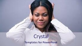  Presentation with wisdom - Cool new PPT layouts with silence wisdom - african businesswoman covering her ears backdrop and a sky blue colored foreground