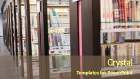  Presentation with library - Beautiful PPT theme featuring silence wisdom - books on library shelves backdrop and a tawny brown colored foreground