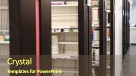  Presentation with books on bookshelf in library - Presentation theme consisting of silence wisdom - bookshelves with books at school background and a tawny brown colored foreground