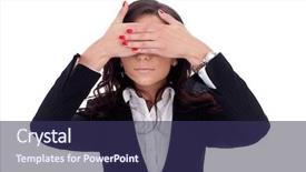  Presentation with eyes - Beautiful slides featuring silence wisdom - business woman holding her hand backdrop and a violet colored foreground