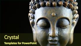  Presentation with wisdom - PPT theme featuring silence wisdom - detail of the face background and a tawny brown colored foreground