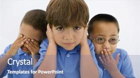  Presentation with evil - Slides with silence wisdom - little boys depicting the phrase background and a ocean colored foreground
