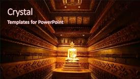  Presentation with wisdom - Presentation with silence wisdom - shiny golden buddha statue background and a wine colored foreground