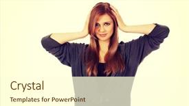  Presentation with ears - Audience pleasing presentation theme consisting of silence wisdom - teenage woman covering her ears backdrop and a cream colored foreground