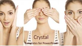  Presentation with monkey - Slides having silence wisdom - three monkey girl isolated background and a lemonade colored foreground