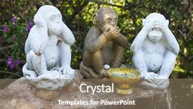  Presentation with faces - Presentation theme consisting of silence wisdom - three monkeys with different faces background and a violet colored foreground