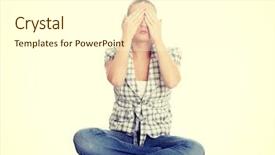  Presentation with wisdom - Audience pleasing slide deck consisting of silence wisdom - young woman covering her eyes backdrop and a  colored foreground