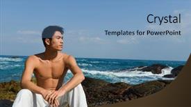  Presentation with marine - Colorful presentation theme enhanced with silent hill - yong muscular man sitting backdrop and a  colored foreground