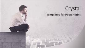  Presentation with concrete - Presentation theme enhanced with silent leader - business worker sitting on concrete background and a  colored foreground