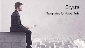  Presentation with concrete - PPT layouts having silent leader - business worker sitting on concrete background and a  colored foreground