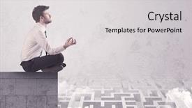  Presentation with solving - PPT layouts enhanced with silent leader - business worker sitting on concrete background and a  colored foreground