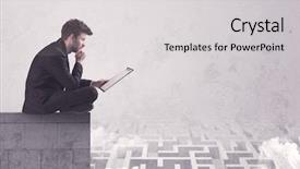  Presentation with concrete - Beautiful slide deck featuring silent leader - business worker sitting on concrete backdrop and a  colored foreground