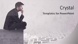  Presentation with concrete - Audience pleasing slide set consisting of silent leader - business worker sitting on concrete backdrop and a  colored foreground