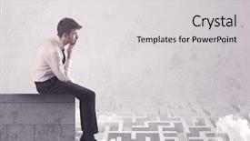  Presentation with concrete - Amazing theme having silent leader - business worker sitting on concrete backdrop and a  colored foreground