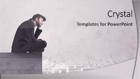  Presentation with solving - Amazing slide set having silent leader - business worker sitting on concrete backdrop and a  colored foreground