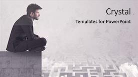  Presentation with solving - Beautiful slide deck featuring silent leader - business worker sitting on concrete backdrop and a  colored foreground