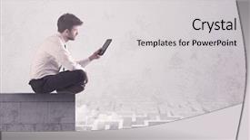  Presentation with solving - Beautiful slide deck featuring silent leader - business worker sitting on concrete backdrop and a  colored foreground