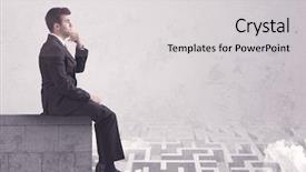  Presentation with solving - Colorful theme enhanced with silent leader - business worker sitting on concrete backdrop and a  colored foreground