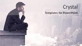  Presentation with elegant - Amazing slide deck having silent leader - elegant young businessman sitting backdrop and a sky blue colored foreground