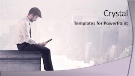  Presentation with vape concept smoke clouds - Audience pleasing PPT layouts consisting of silent leader - elegant young businessman sitting backdrop and a sky blue colored foreground