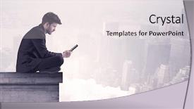  Presentation with elegant - Presentation design consisting of silent leader - elegant young businessman sitting background and a sky blue colored foreground