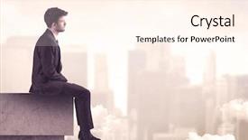  Presentation with tall building - PPT layouts enhanced with silent leader - serious business person sitting background and a  colored foreground