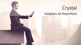  Presentation with tall building - Audience pleasing PPT layouts consisting of silent leader - serious business person sitting backdrop and a cream colored foreground