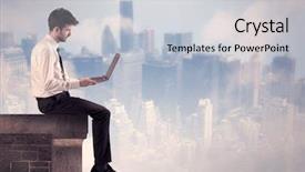  Presentation with tall building - PPT layouts consisting of silent leader - young businessman sitting background and a  colored foreground