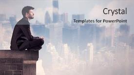  Presentation with tall building - PPT layouts having silent leader - young businessman sitting background and a  colored foreground