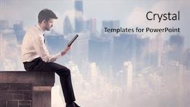  Presentation with tall building - PPT layouts consisting of silent leader - young businessman sitting background and a  colored foreground