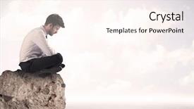  Presentation with word cloud sales tax - Slide deck having silent leader - young sales person in elegant background and a  colored foreground