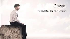  Presentation with word cloud sales tax - PPT theme featuring silent leader - young sales person in elegant background and a  colored foreground